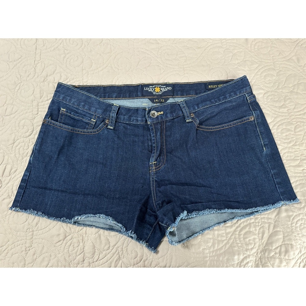 Lucky Brand Women's Riley Cutoff Shorts Dark Denim Size 14/32 3"